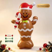 Inflatable LED Gingerbread Man Christmas Decoration for Yard or Party brown