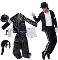 Michael Jackson Kostiumas Cosplay Vyrams Blizgantis Švarkas Sceninio Pasirodymo Apranga MJ Cosplay Kostiumas Disco Helovino Šventės Kostiumas M black