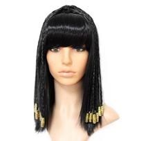 Kleopatros Perukas Moteris Egipto Karalienė Juodi Plaukai Auksinės Karoliukai Kleopatros Aksesuaras Galvos Papuošalas Šokis Helovino Šventė Vaidmenų Žaidimas Cosplay Perukai One Size black