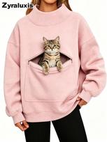 Women's Zip-Up Fleece Hoodie with Warm Sherpa Lining and Drawstring Hood for Fall Winter Daily Wear M rožinė