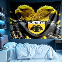 AEK Atėnų FC Spausdinta Sieninė Danga, Lengva Sienų Kabinama, Miegamajam, Studentų Bendrabučiui, Svetainei, Namų Meno Dekoras, Gimtadienio Kalėdų Dovana Draugams 100cmx150cm yellow