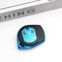 Leather TPU Keylss Car Key Case Cover for Suzuki SX4 Swift Liana Vitara Jimny Alto Ignis Esteem Auto Remote Shell Accessories mėlyna