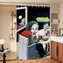 MF Doom Comic Album Bathroom Shower Curtain Shielding Partition Shower Curtain Quick Dry Can Be Scrubable Light Opaque Bath 90x180 cm black
