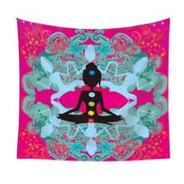 Seven Chakra Tapestry Indian Buddha Statue Meditation Wall Hanging Mandala Tapestry Witchcraft Bohemian Hippie Home Decor Yoga 40x60 cm blue