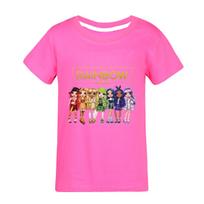 Fantasy Friends Rainbow High Marškinėliai Vaikams Vasariniai Drabužiai Mergaitėms Trumpomis Rankovėmis Viršutiniai Drabužiai Mažiems Berniukams Madingi Streetwear Drabužiai Vaikams 120 pink