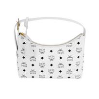 MCM Aren Visetos Monogramos Spaudinys Auksinis Užraktas Pakabukas Madinga Hobo Pečių Rankinė Drobės Ir Odos Pirkinių Krepšys Mažos Moteriškos Rankinės Baltos MWHESTA01WT001 Basic Set (Bag+Dust Bag) white