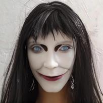 Blue-eyed terrifying female ghost latex mask One size fits all adults balta