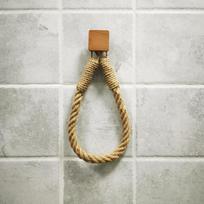 High quality Solid Wood Cotton String Hemp Rope Tissue Holder Wall Hanging Hole-Free white