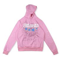 Europos ir Amerikos madingas prekės ženklas Sp5der voratinklio rašto su gobtuvu megztinis vyrams ir moterims laisvas sunkus vilnos hiphopo poros hoodie M pink
