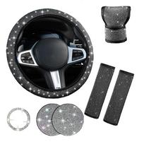 Cirkonio Bling Automobilio Interjero Aksesuarų Rinkinys Vairo Apsauginis Dangtelis Transporto Priemonių Aksesuarai balta