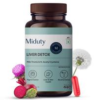 Miduty Liver Detox Supplement Milk Thistle with N-Acetyl Cysteine 900 mg | Natural Body Detox & Digestive Enzymes - Fatty Liver Care | Natural De