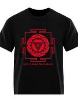 Men'S Kali Yantra Om Namo Mahakali T-Shirt Black Retro Spiritual Graphic Tee with Red White Design Short Sleeve 100 red