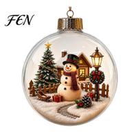 Battery Operated Night Light Ornaments Christmas Glowing Decorative Ball, Lighted Ornament with Festive Scene, LED Modern Tree Hanging Lights