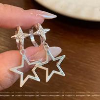 Pinkdudu Star Pendant Ear Cuffs  Rhinestone Light Luxury Dangles Small Batch Designer Jewelry for Women PD2745 black