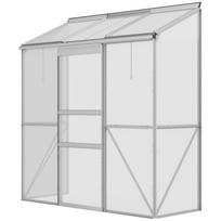 Lean To Greenhouse Sliding Door Roof Window Polycarbonate Aluminum Color Silver 192 X 68 X 196 Cm