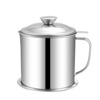 Large Capacity Oil Filtering Pot Anti-Leakage BPA-Free Grease Container Dust-Proof Cover 1.3/1.8L Stainless Steel Strainer white
