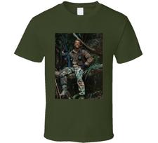 Dutch Arnold Schwarzenegger Predator Smoking A Cigar Movie Fan T Shirt 3XL black
