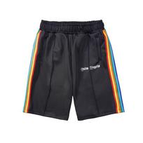 Unisex Casual Shorts With Side Rainbow Stripe Palm Angel Design Cotton Blend Straight Fit Sport Pants XL juoda