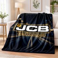 JCB Printed Flannel Blanket Warm Comfort Bed Throw For Indoor Home Decoration 80cmx120cm black