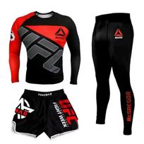 Mens Training Compression Set Short Sleeve Top Shorts Boxing MMA Fitness Gym Quick Dry XXXL black