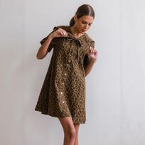 Women S Casual Leopard Print Short Sleeve Denim Dress M ruda