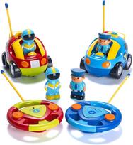 2 pakuočių nuotolinio valdymo automobiliai Policijos automobilis ir lenktyninis automobilis mažiems vaikams RC automobilis vaikams su skirtingais dažniais Lengvas nuotolinio valdymo žaislas berniukams ir mergaitėms Race Car/Police Car blue