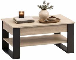 Kavos staliukas Akord Furniture Factory Denver, juoda sp./sonoma ąžuolo sp., 92 cm x 52 cm x 45 - 58 cm