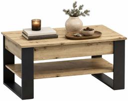 Kavos staliukas Akord Furniture Factory Denver, juoda sp./artisan oak sp., 92 cm x 52 cm x 45 - 58 cm