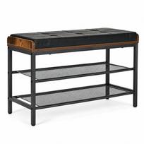 Suoliukas su batų lentyna ModernHome Loft LT1, ruda sp./juoda sp., 80 cm x 30 cm x 50 cm