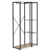 Drabužių kabykla su lentyna ModernHome GIC-HS901D-15, 167 cm, juoda sp./šviesus ąžuolas sp.