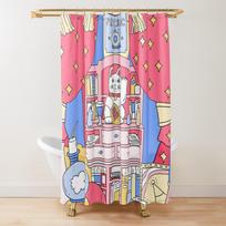 Maneki Shower Curtain, Japanese Lucky Cat Maneki Neko Gold Coin Bathroom Bath Decor Polyester Fabric Shower Curtains with Hooks W90xH180cm pink
