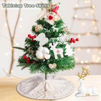 Christmas Knitted Tree Skirt Creamy Knitted Christmas Atmosphere Apron Christmas Tree Decorations One Size balta