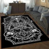 Gothic Skull Rug: Black & White Skeleton Design for Living Room Decor - Unique Home Accessories Skid resistant carpet 80cm x 120cm gray
