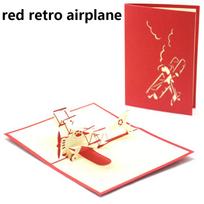 Surprise 3D Pop-Up Airplane Greeting Card Creative Birthday Graduation Travel Gift Aviation Enthusiasts Adventure Lovers JXB red