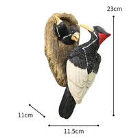 Resin Woodpecker Figurine, Handcrafted Garden Art, Durable Hanging Ornament for Patio, Lawn, Porch, Home and Garden Decor Gift black
