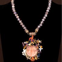 Vintage Halloween Sun Face Pendant Choker Necklace Enamel Ghost Pumpkin Witch Crystal Beaded Chain,Jewelry for Women Party Gift gray