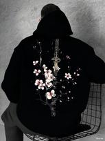 Japonijos vyšnių žiedai Vyrai Moterys Megztinis su gobtuvu Gatvės Atsitiktinis Harajuku Y2K Retro Laisvas Sportinis Kasdienis Rudens Žiemos Megztinis Viršus 3XL gray