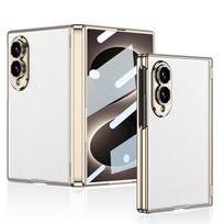 For Samsung Galaxy Z Fold 8 Wide Case Luxury Electroplate Skin-Friendly Matte Leather Hinge with Tempered Film Shockproof Cover Galaxy Z Fold 8 Wide balta