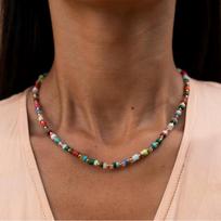 Boho daugiaspalvis natūralaus akmens karoliukų chokerio vėrinys, plokščio disko akmens apykaklės papuošalas moterims, paplūdimio, kasdieniam dėvėjimui necklace brown