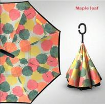 Automatinis dvigubo sluoksnio atvirkštinis skėtis Automobilio ilga rankena gali stovėti laisvai sulankstomas padidintas dvigubas skėtis vyrams ir moterims double-layer straight pole maple leaf