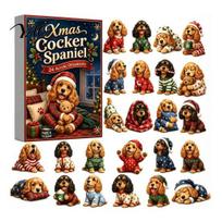 Dog Lover Collectibles Advent Calendars 2026, 24 Days Christmas Countdown Calendar with 2D Acrylic Retro Style Gift Box Ornament, D
