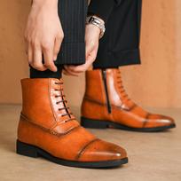 Prabangūs vyriški batai Retro Oxfordai Odiniai batai vyrams Verslo čiurnos batai Aukštos kokybės vyriški Chelsea batai Brogue batai Dydis 39-47 41 beige
