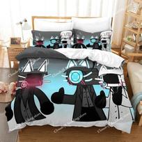 Skibidi Toilet Cartoon Bedding Sets Exquisite Bed Supplies Set Duvet Cover Bed Comforter Set Bedding Set Children Birthday Gift 140*200cm/55x79in Single/Twin 3pcs blue