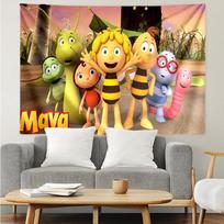 Maya the Bee Print Tapestry, Backdrop, Easy Setup, Ideal for Bedroom, Office & Living Room, with Aesthetic Wall Hanging Decor. 150cmx200cm