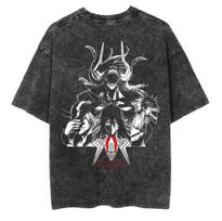 BLEACH T Shirt Kurosaki Ichigo Printed T-shirt Vintage Washed Streetwear Men Unisex Clothes Short Sleeve Cotton O-Neck Tees Top 4XL black