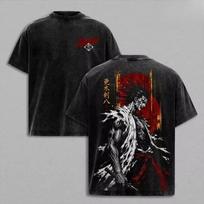 BLEACH Zaraki Kenpachi Anime Graphic Print T-shirt Unisex Vintage Washed Cotton Short Sleeve Harajuku Streetwear Loose Oversized Casual Summer Tee XXL įvairiaspalvis