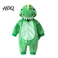 Šilti rudens drabužiai mažyliams Kūdikio dinozauro kostiumas Helovino su gobtuvu vienas gabalas Drabužis Minkštas pliušas 6-9M žalia