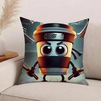 Cartoon Cappuccino Assassino Pillow Case Office Cushions Suitable For Sofa Car Bedroom Decorative Cushion Cover 30cm x 30cm gray