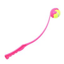 Dog Ball Launcher Outdoor Training Toy Interactive Fetch Thrower Durable Plastic Handle Long Reach Dog Ball Throwing Stick for Pet Exercise One Size rožinė