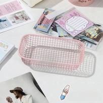 Metal Storage Basket Mini Make Up Sorting Holder New Organizer Basket  Office Stationery rožinė
